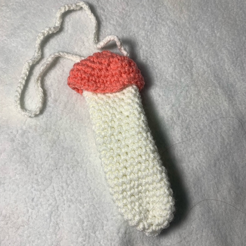 Orange Mushroom Crochet Lip Gloss Case